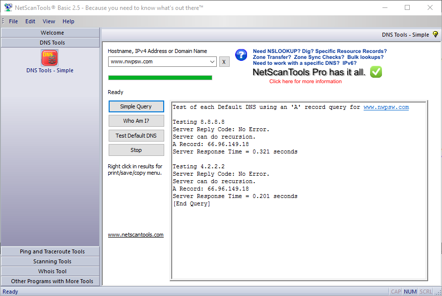 NetScanTools Basic Edition Screenshot