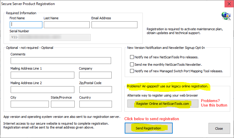 NST Pro v11 Secure Registration Form