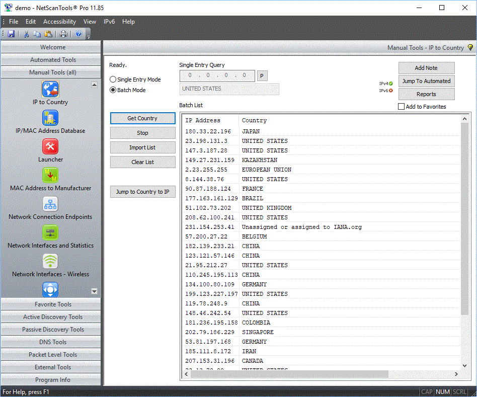 IP To Country Tool Screenshot