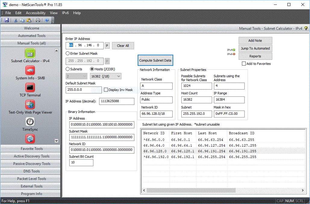 Subnet Calculator Screenshot